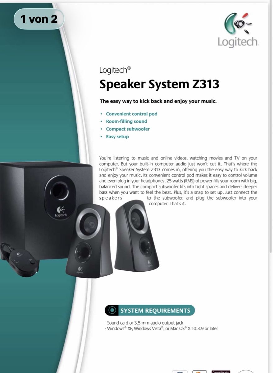 Logitech Haut-parleurs: Logitech PC Lautsprecher  – D'occasion à Wohlen AG par tiperio 2