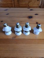 4 alte Porzellan Lampenfassungen