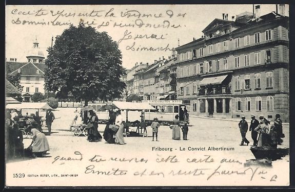 Cartoline postali: Fribourg, Le Convict Albertinum, Strasse – Usato da Berlin venduto da bartko-reher