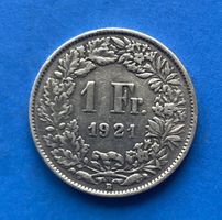 4 Silbermünzen 1 Fr., Jahrgänge 1921, 1928, 1939, 1940