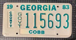 Altes US-Nummernschild Georgia 1983 - Cobb County!
