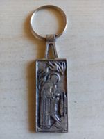 Schlüsselanhänger Metall religiös mit Figur Vintage