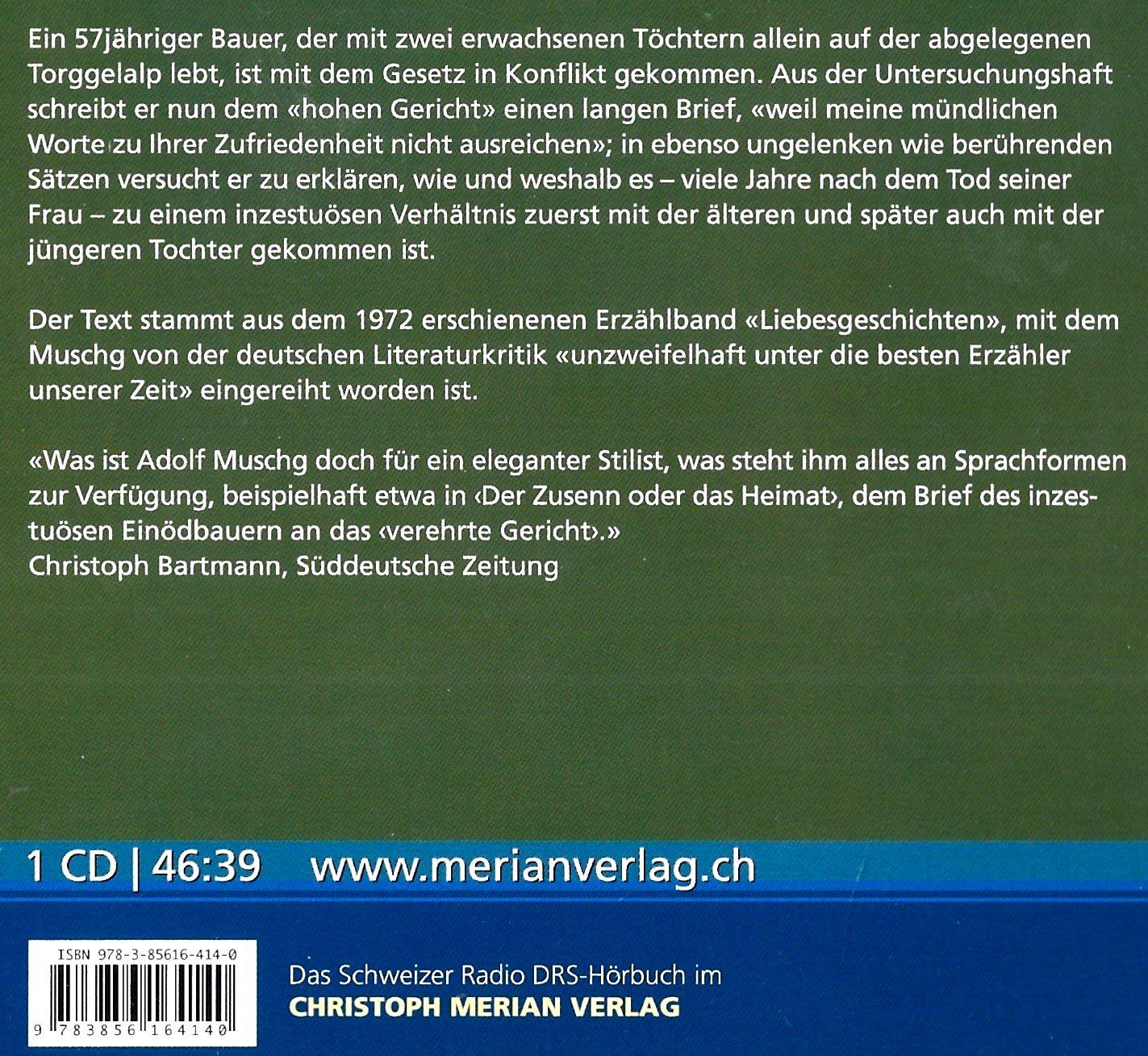 Audiolibri: Adolf Muschg DER ZUSENN ODER DAS HEIMAT HÖHRBUCH W.Lüond CD – Usato da Kandergrund venduto da Sososo 1