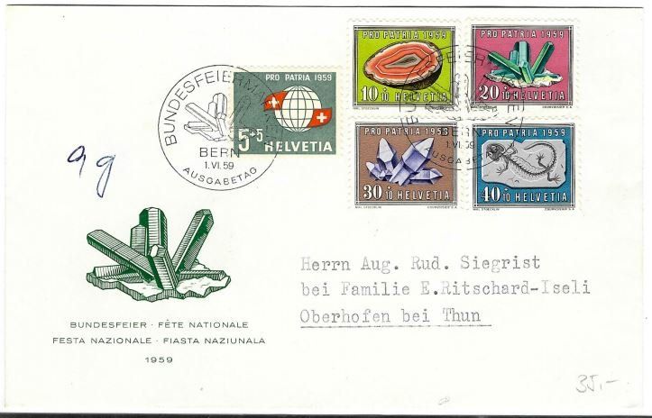 Tutti i francobolli: FDC PP 1959 (Kat. 35.--) – Usato da Buttikon SZ venduto da Marcelr