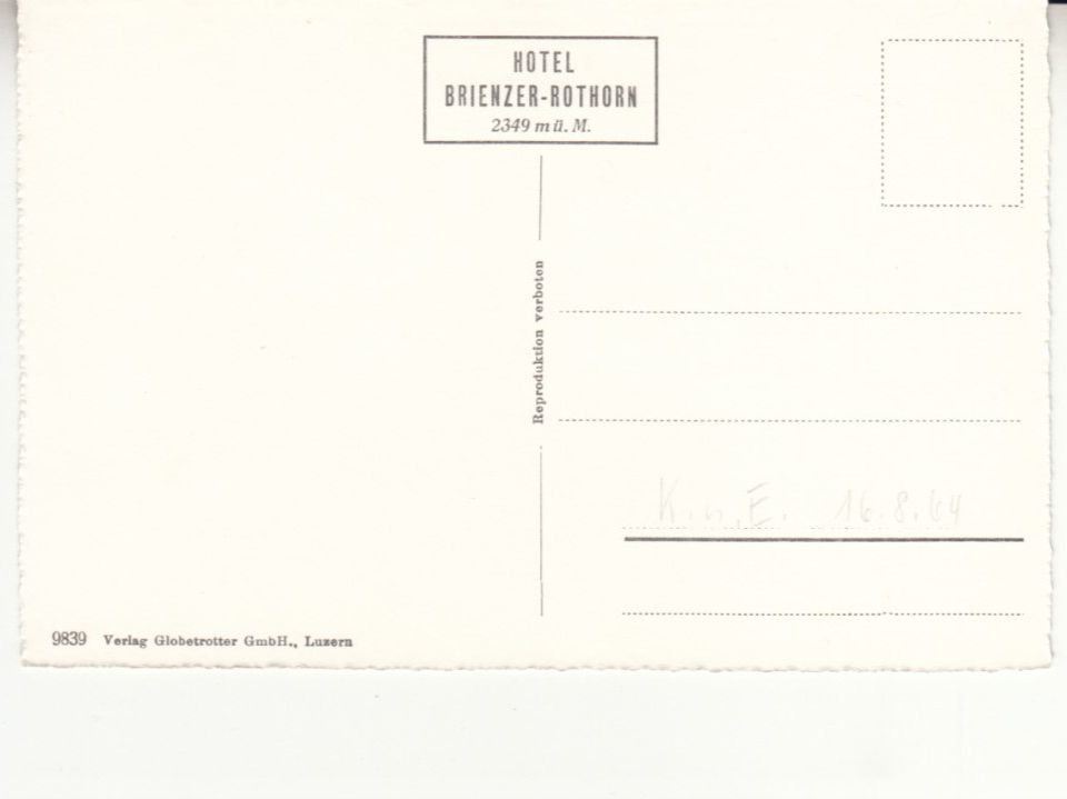 Cartoline postali: Brienzer Rothorn ca. 1950 – Usato da Bürglen TG venduto da StampGraf 1