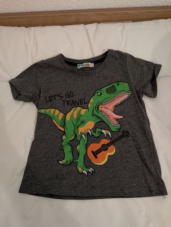 Cooles Dino T-Shirt, Gr. 98-104, Sommer, Grau, Top Zustand