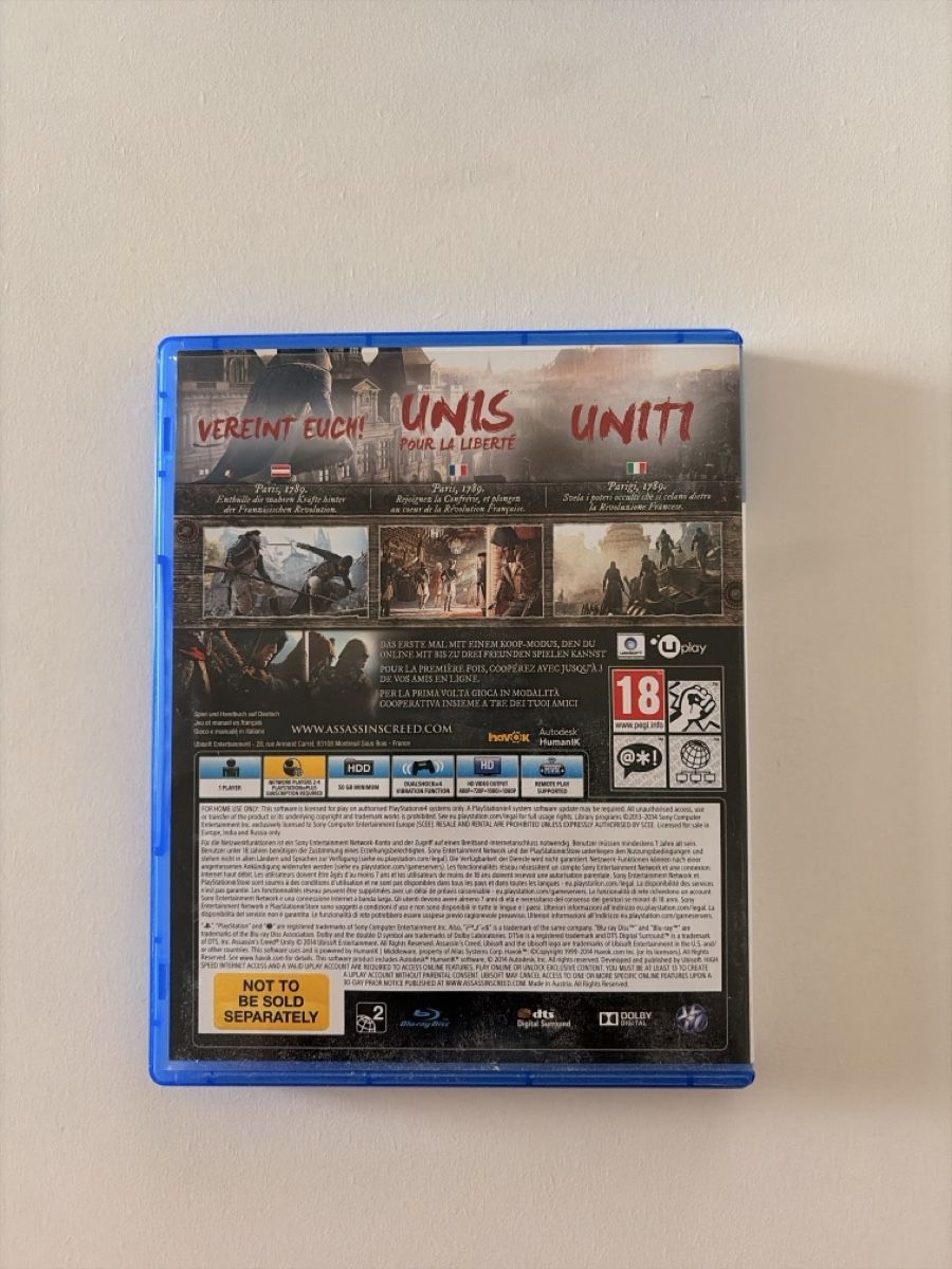 Jeux: Jeu PS4 Assassin's Creed Unity bon état – Neuf (Voir description) à Cormérod par CHEFAJOWAN 1