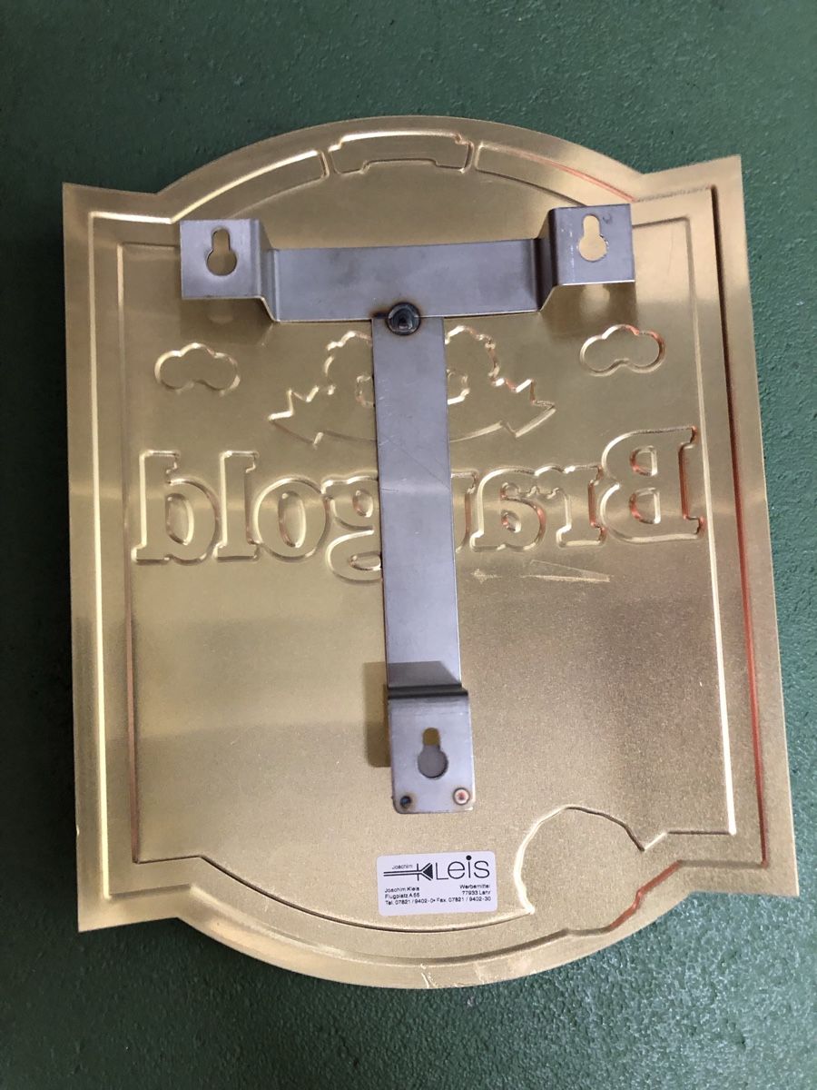 Eichhof Insegne: Eichhof Blechschild Braugold – Usato da Meierskappel venduto da Cc19 1