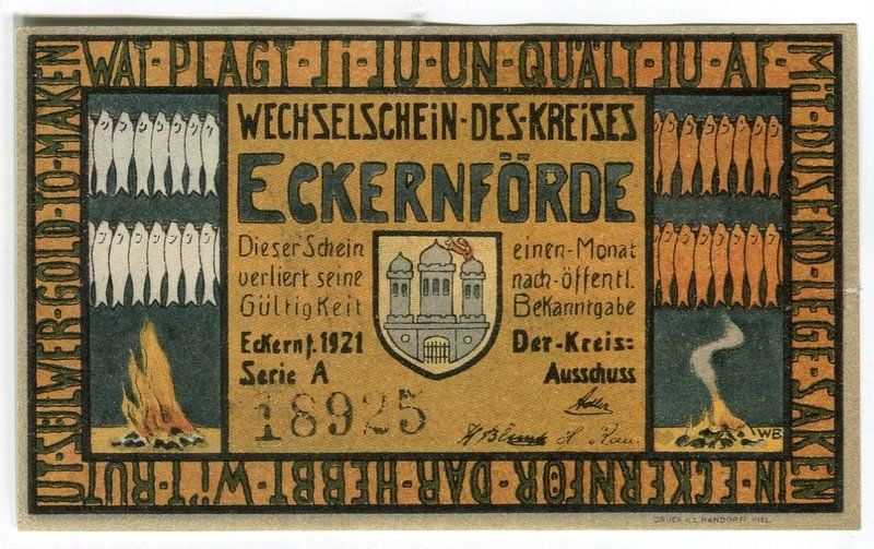 Banconote: Notgeld "50 Pfennig. Eckernförde 1921" – Usato da Basel venduto da Butsch5