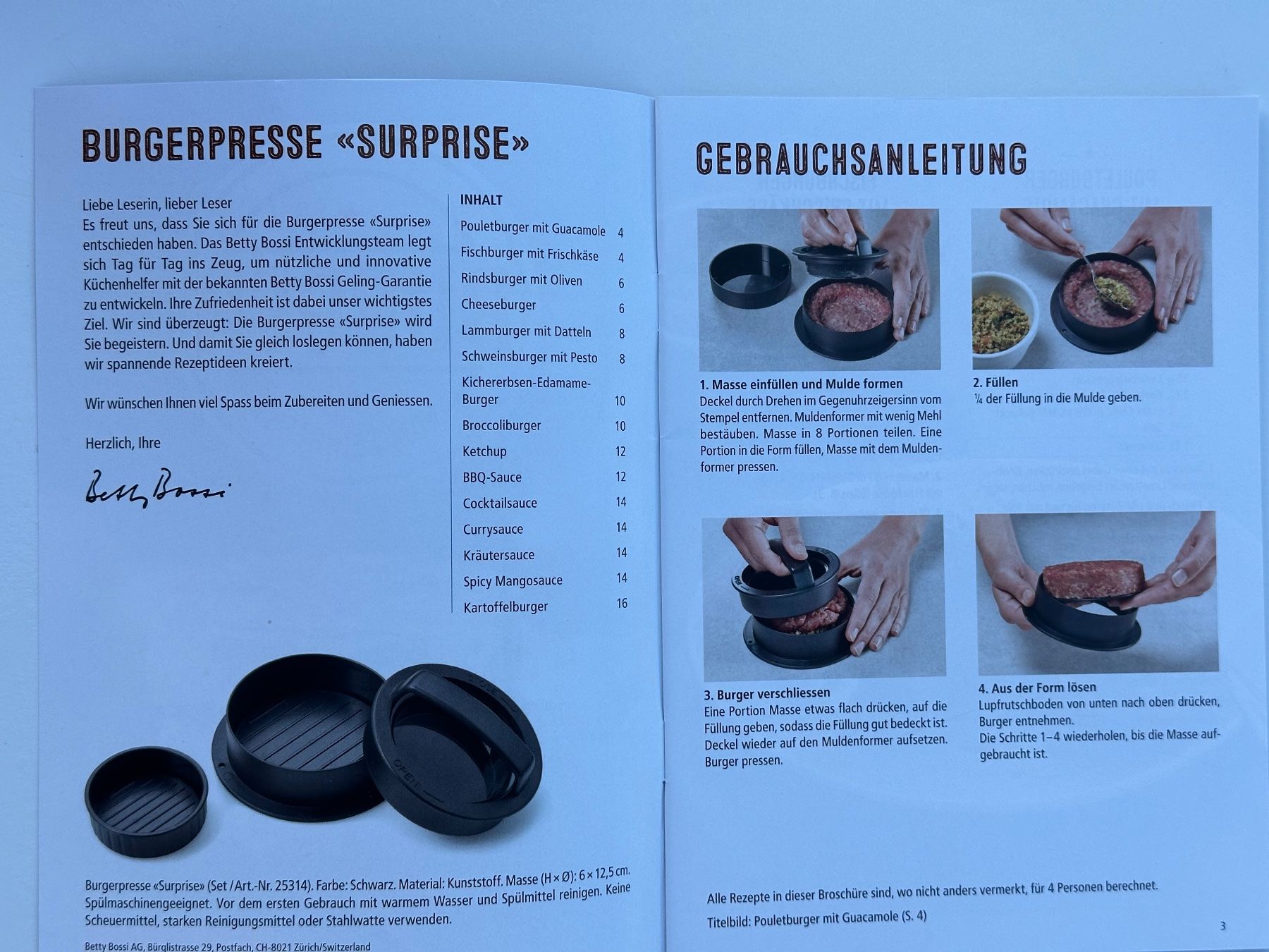 Betty Bossi Elettrodomestici da cucina: Burgerpresse - Set – Nuovo e nell'imballaggio originale da Obstalden venduto da Porco13 4