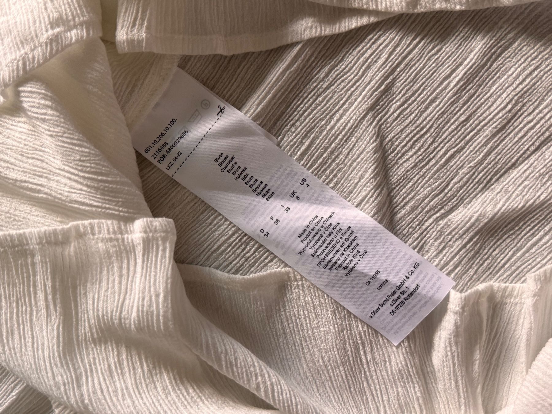 Comma Blusen: Kurzarm Shirt Bluse Gr. 34 weiss von Comma – Gebraucht aus Rothrist von Fondgruebe 7