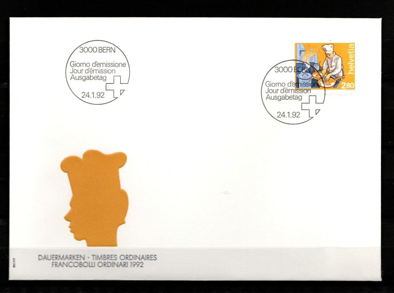 Tutti i francobolli: 1992 - FDC / Mensch und Beruf / Koch – Usato da Schaffhausen venduto da poststamp