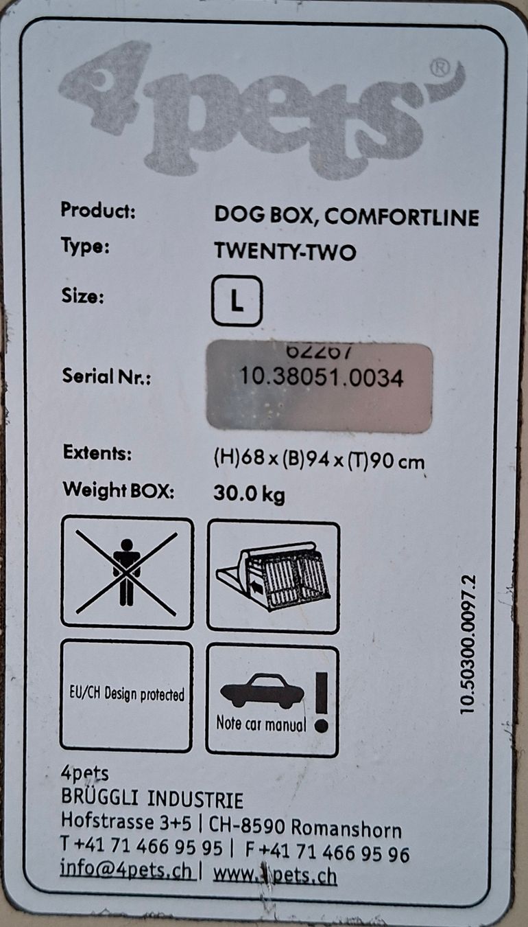 4pets Gabbie, trasporto & Sicurezza: Hundebox für Auto – Usato da Thayngen venduto da 7478 6