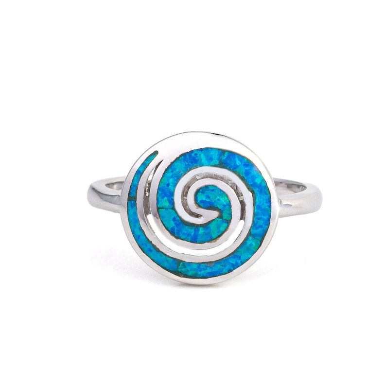 Anelli: Sterling Silver Blue Opal Spiral Ring Everyday Round Ring 52 – Usato da Zürich venduto da Rochfordevelyn 6