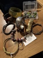 Lot de 9 bracelets : argent cuir charms vintage