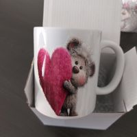 Herzigi Tasse mit Teddybär und Herz, neu