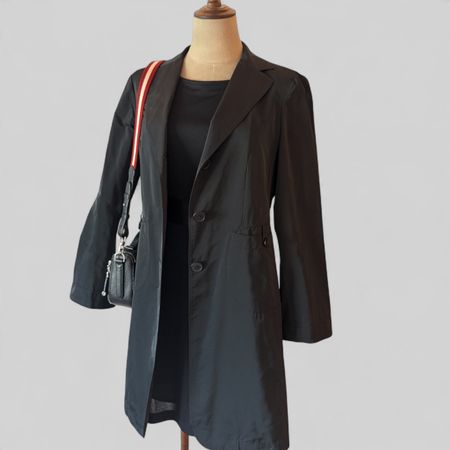 Jil Sander Damenmantel / Blazer 38 Black Seide Made in Itay