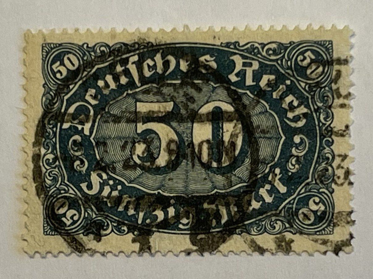 Tutti i francobolli: Deutsches Reich Briefmarke 50 Mark – Usato da Oftringen venduto da Vucki