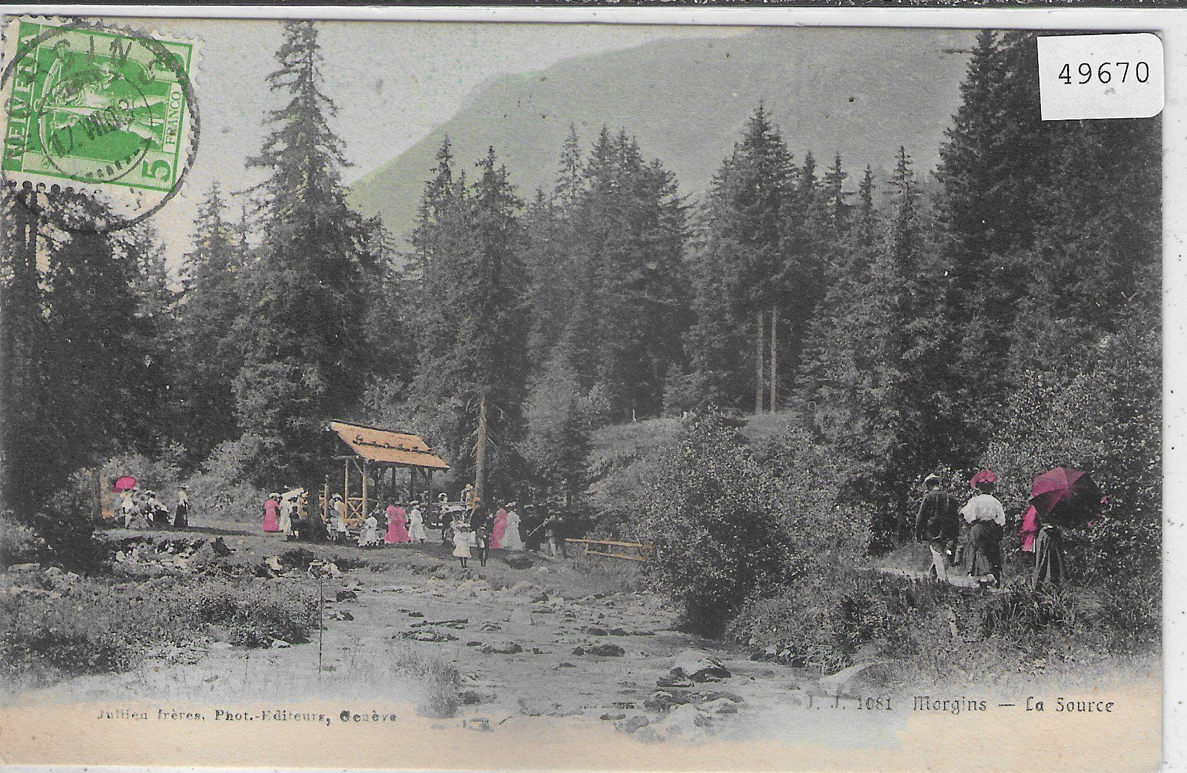 Ansichtskarten: Morgins - La Source - animee - coloriert – Gebraucht aus Ettingen von Kartenplanet