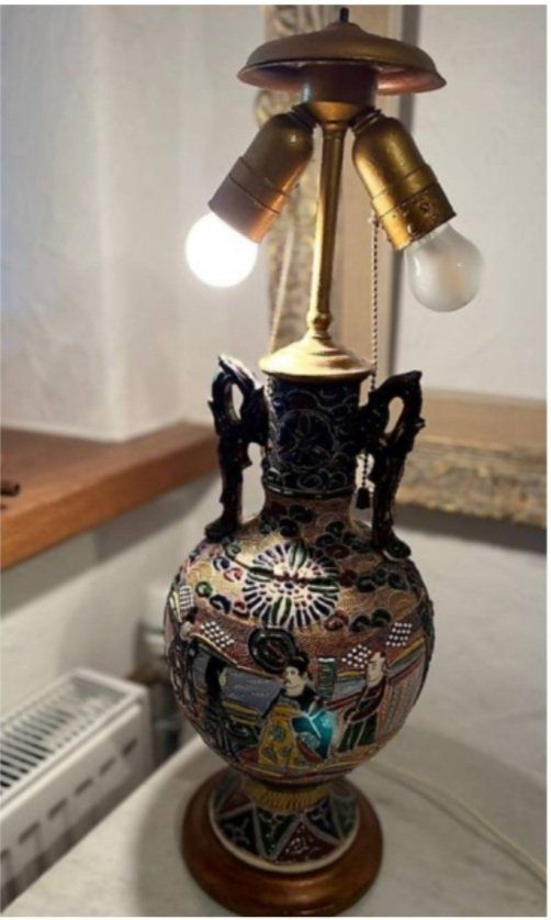 Lampade: Japanische Satsuma- Keramik Lampe – Usato da Siblingen venduto da rantiques 6