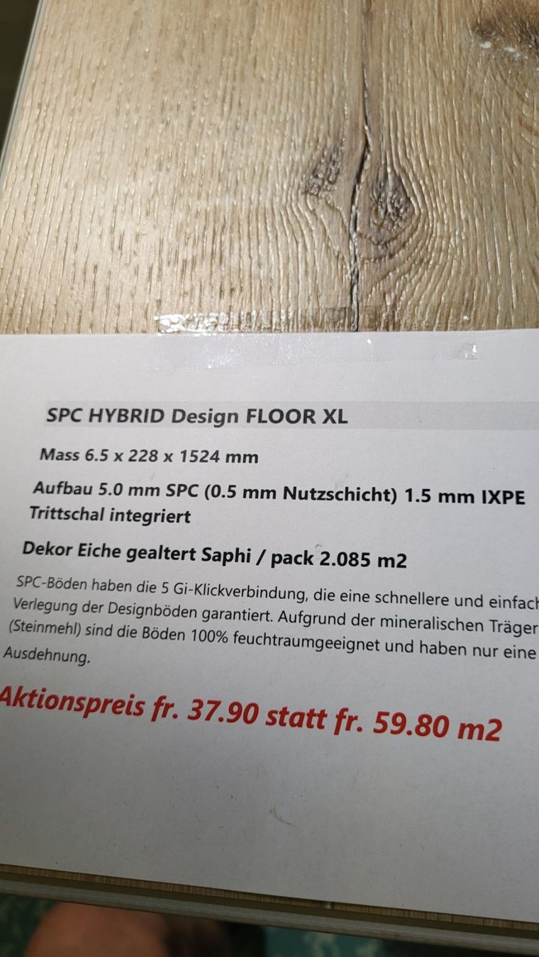 Articoli in legno: SPC HYBRID Design FLOOR, 6.5 mm dick mit IXPS Trittschal – Nuovo e nell'imballaggio originale da Rothrist venduto da swiss-laminat 2