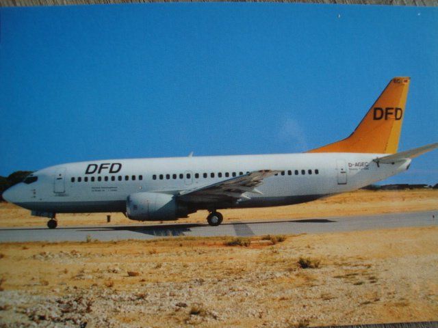 Cartoline postali: Deutsche Flugdienst Boeing 737-300 D-AGEC – Nuovo e nell'imballaggio originale da Thun venduto da Abigboss