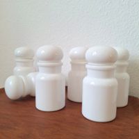 6 Pot en verre opaline blanc apothèque
