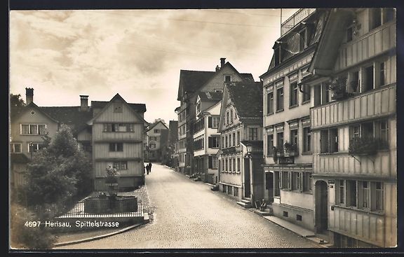Cartoline postali: AK Herisau, Blick in die Spittelstrasse – Usato da Berlin venduto da bartko-reher