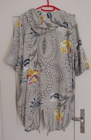 SOMMER TUNIKA JACKE FÜR ÜBERGANG BLUMENMUSTER GRAU