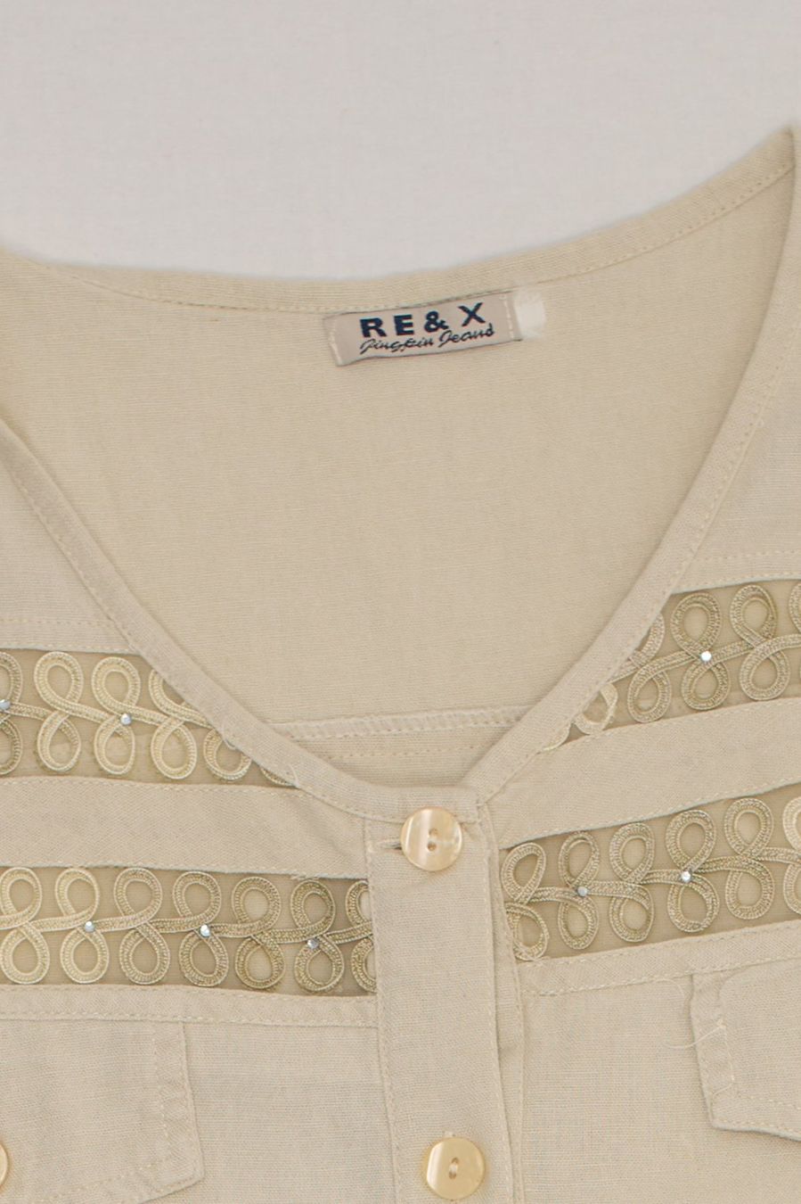 Kleider: RE&X Robe Lin Beige Brodée Strass T. L – Gebraucht aus Fribourg von re-fine 2