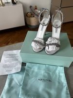 Original Aquazurra Love Link Sandale, weiß mit Steinen