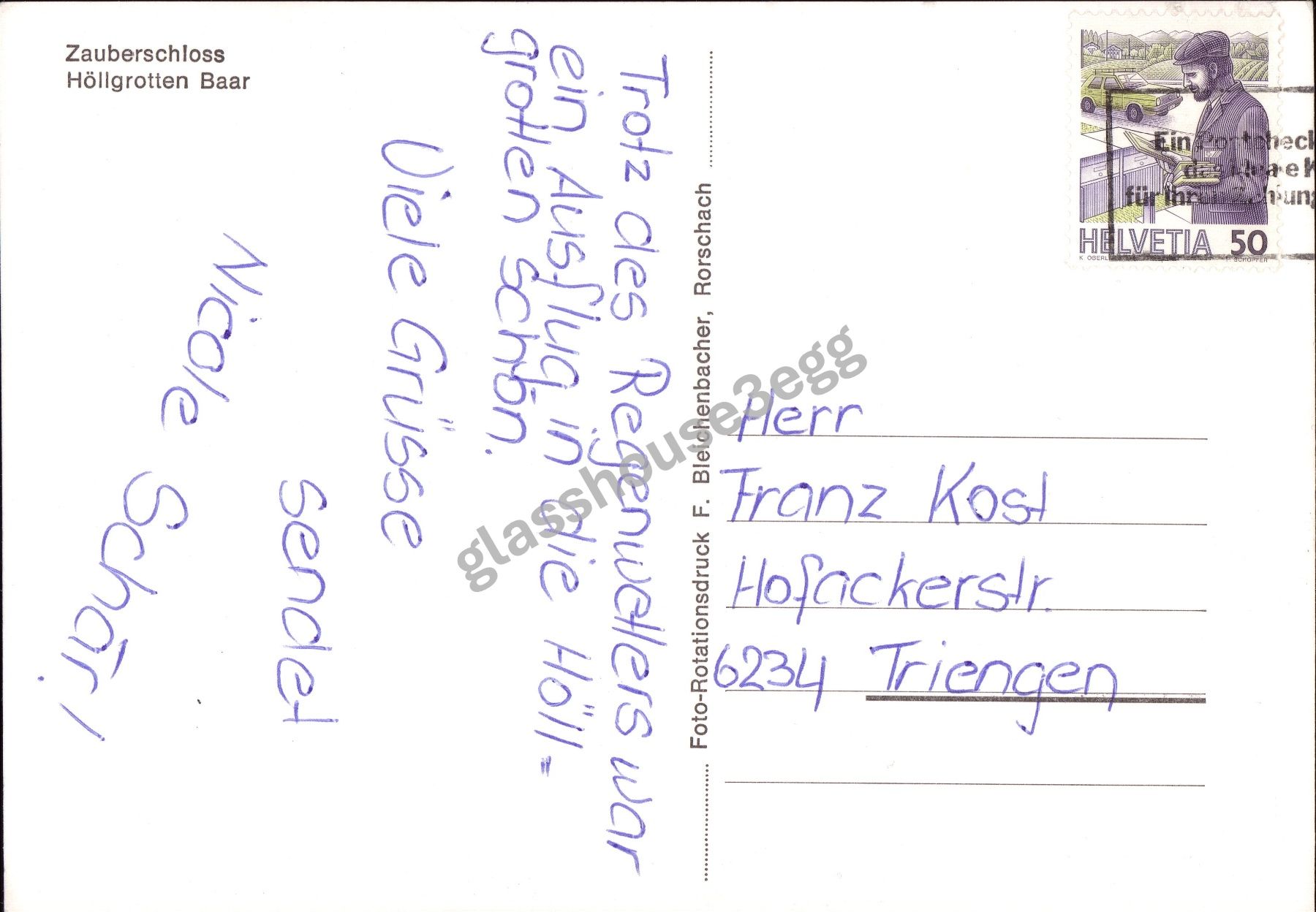 Cartoline postali: AK Zauberschloss. Höllgrotten Baar – Usato da Eggersriet venduto da glasshouse3egg 1