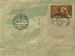 Pioniere der Uhren-Luftpost: NHORA-Erstflugbeleg - Jura 1927