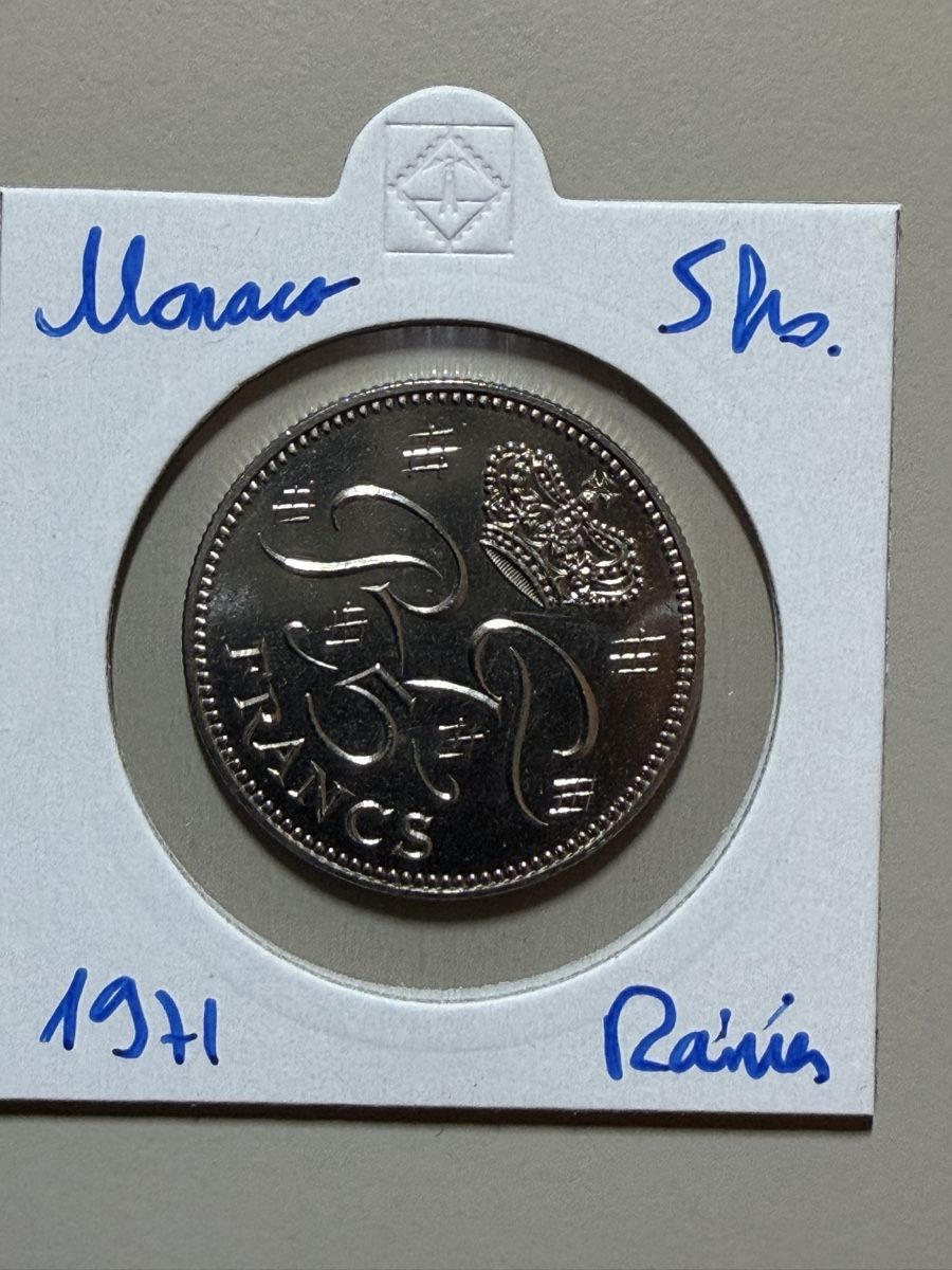 Tutti le monete: Monaco - 5 francs - 1971 - Rainier  – Usato da Payerne venduto da Mike1682