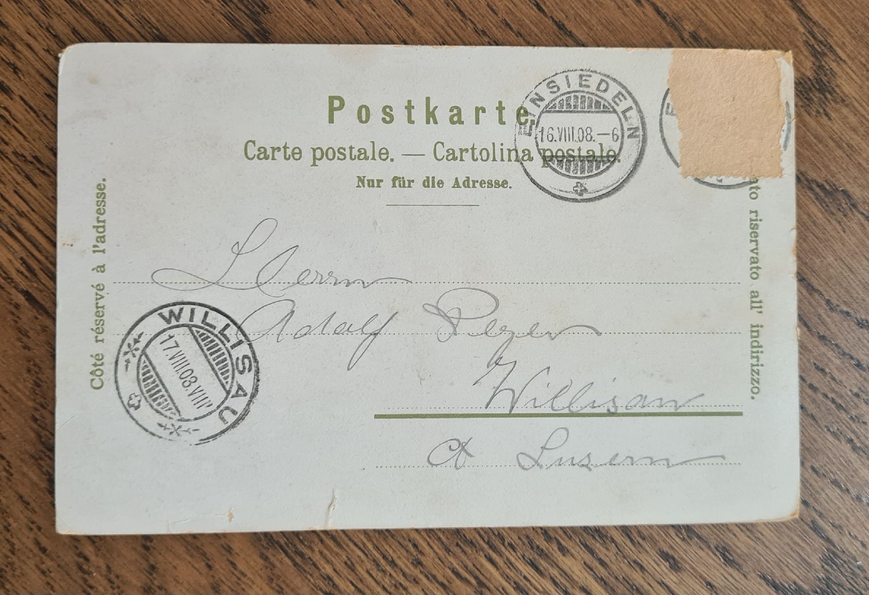Cartoline postali: Gruss aus Einsiedeln 1908 – Usato da Ebikon venduto da Donar50 1