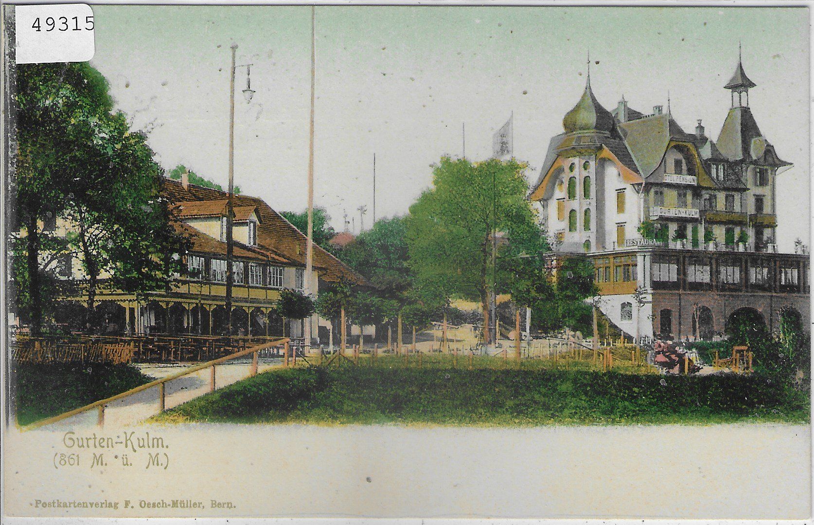 Cartoline postali: Gurten-Kulm - Hotel-Pension-Restaurant - Litho – Usato da Ettingen venduto da Kartenplanet
