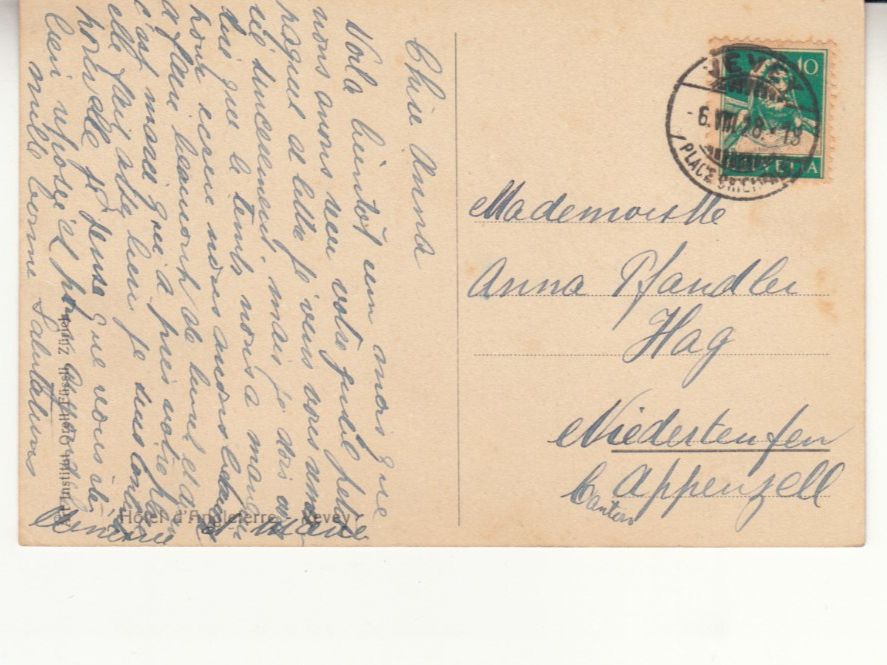 Cartoline postali: Vevey Angleterre 1928 – Usato da Bürglen TG venduto da StampGraf 1