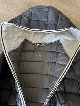 Manteau mi-saison très léger gris noir, capuchon, taille M