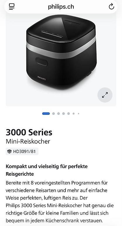 Elettrodomestici da cucina: Philips , Reiskocher mini – Usato da Buchs ZH venduto da Bevesatadi 2
