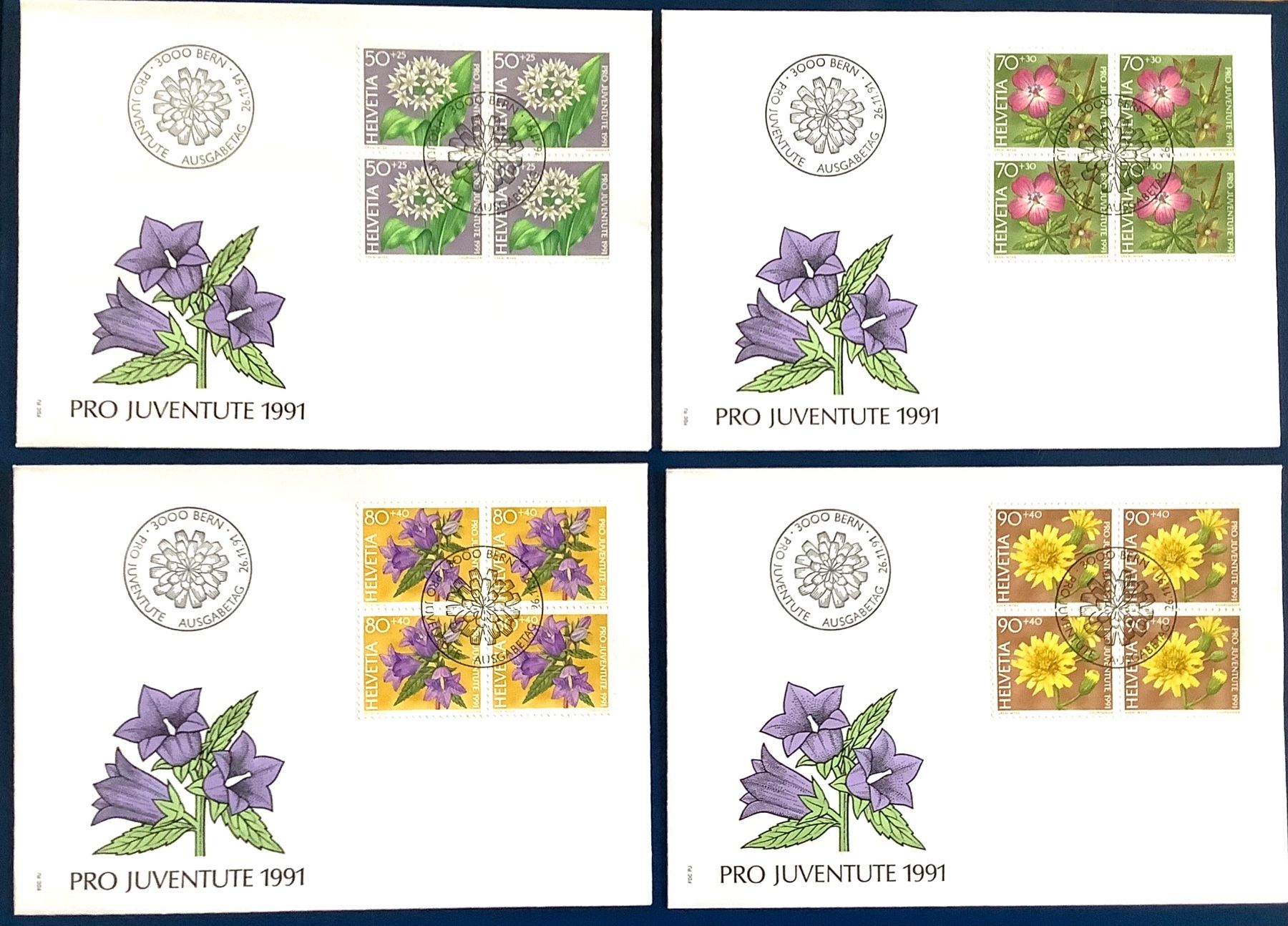 Tutti i francobolli: 1991 - Pro  Juventute FDC im Viererblöcke – Nuovo (secondo la descrizione) da Liestal venduto da Skunk02