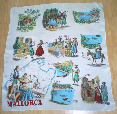 Foulard Souvenir Mallorca Vintage 71x77cm
