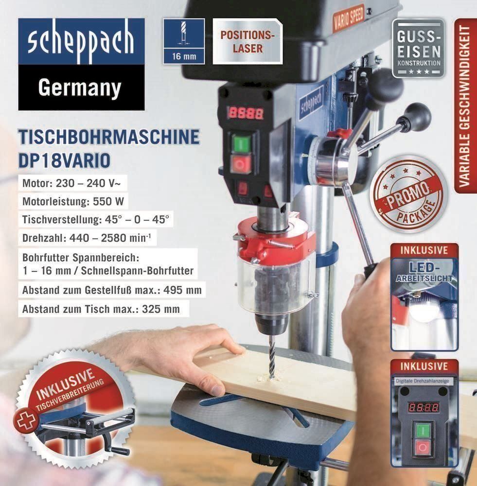 Trapani: Scheppach Bohrmaschine DP18VARIO – Nuovo e nell'imballaggio originale da Bottighofen venduto da zaap 1