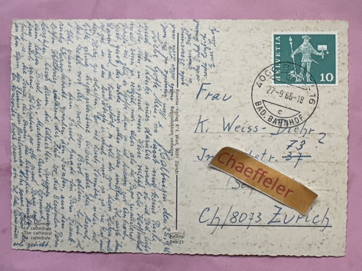 Cartes postales: 1933 Basel, das Münster  – D'occasion à Zürich par Chaeffeler 1