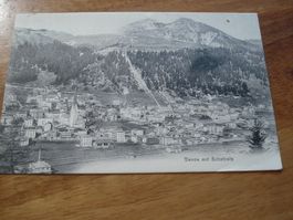 Karte Davos mit Schatzalp, 1934, gelaufen