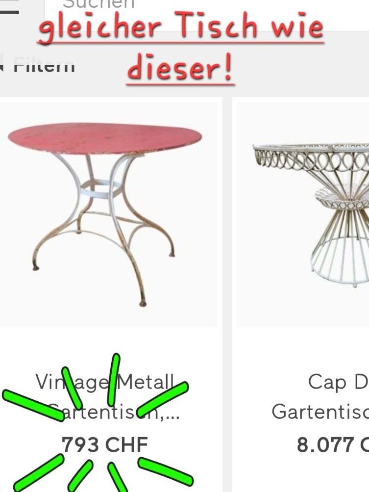 Tavoli: HANDGESCHMIEDENER GARTENTISCH der 60j/Tessin – Usato da Altdorf UR venduto da BLACKGARLIC 2