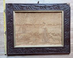 Vintage Französische Bildwirkerei/Tapisserie eingerahmt