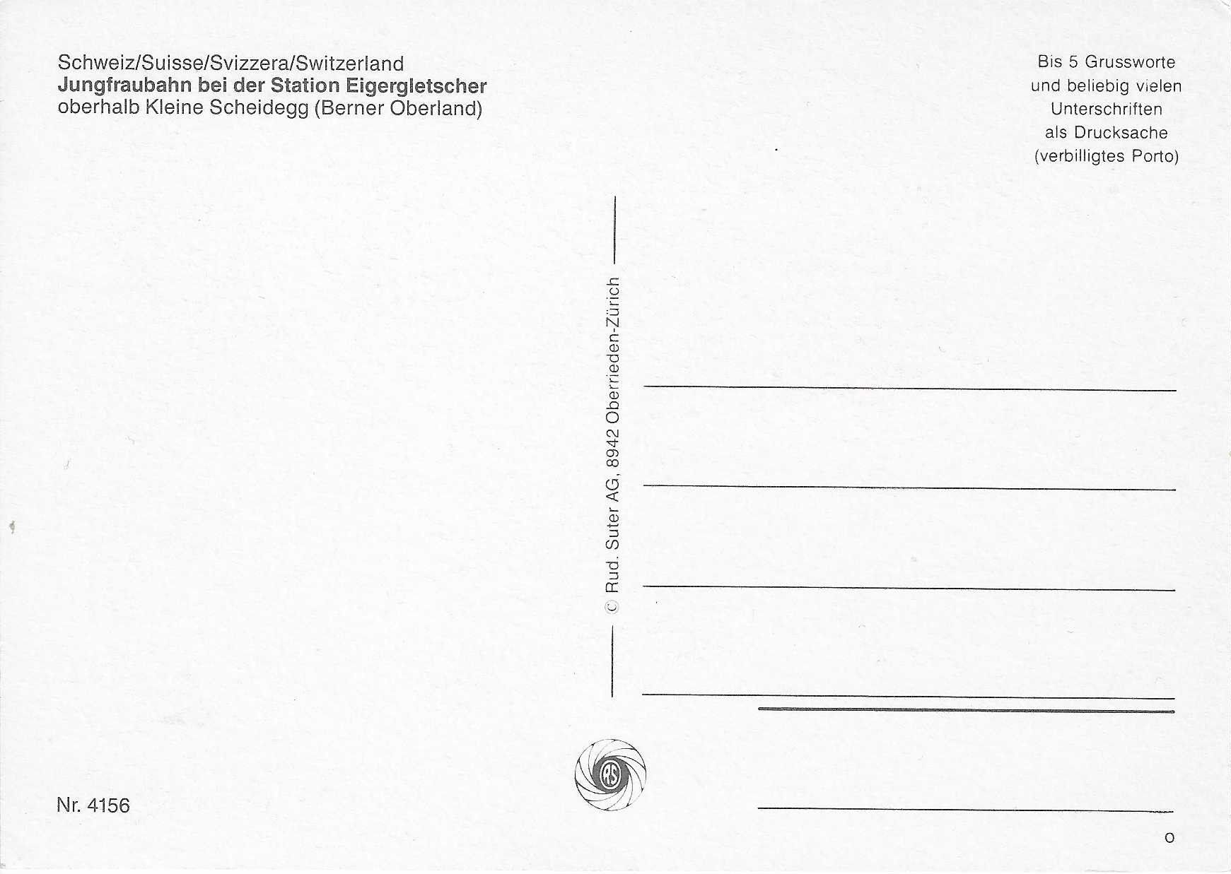 Cartoline postali: Jungfraubahn bei der Station Eigergletscher – Nuovo (secondo la descrizione) da Rothrist venduto da Stranglehold 1