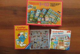 4 Spiele Zähllotto/Domino/Einkaufsspass/Puzzle ab 4Jahren