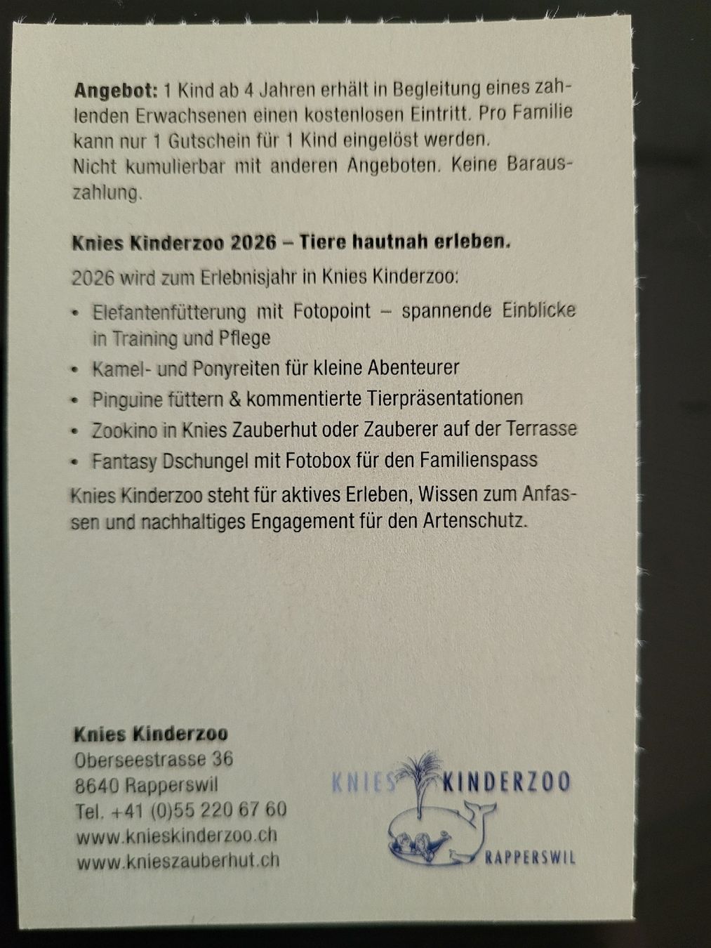 Gutscheine: Knie's Kinderzoo – Neu (gemäss Beschreibung) aus Therwil von Hexe13 1