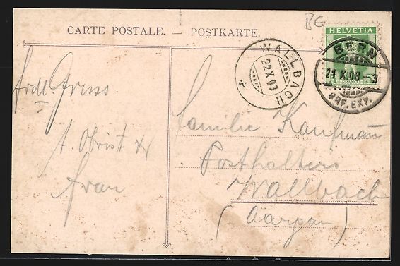 Ansichtskarten: AK Bern, Ortsansicht mit Münster, 1908 – Gebraucht aus Berlin von bartko-reher 1